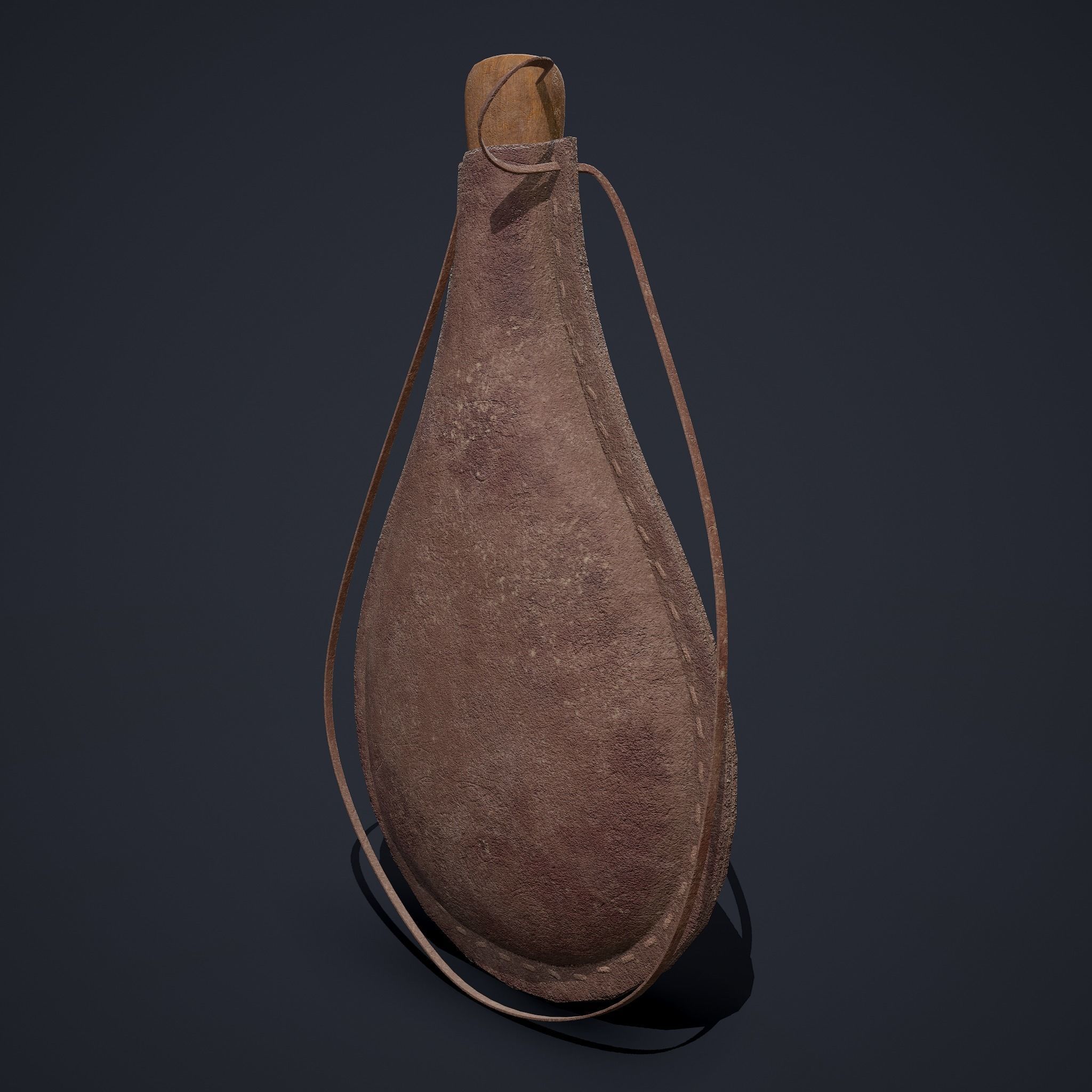Medieval Leather Water Bottle Low-poly 3D model_7