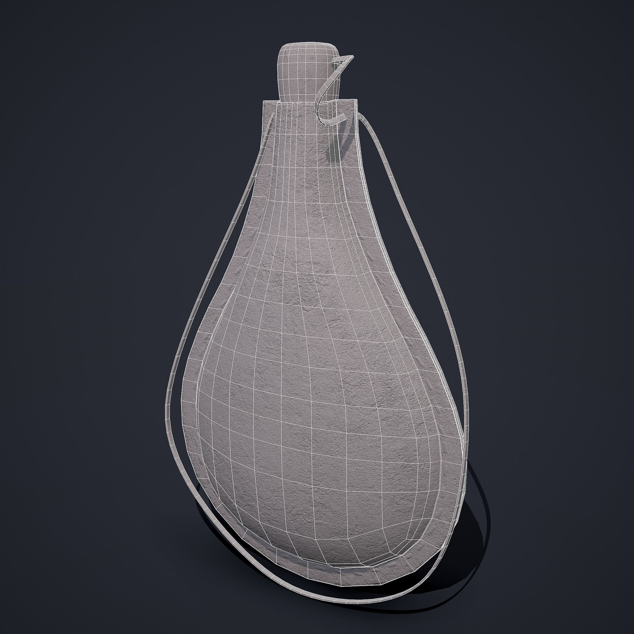 Medieval Leather Water Bottle Low-poly 3D model_17