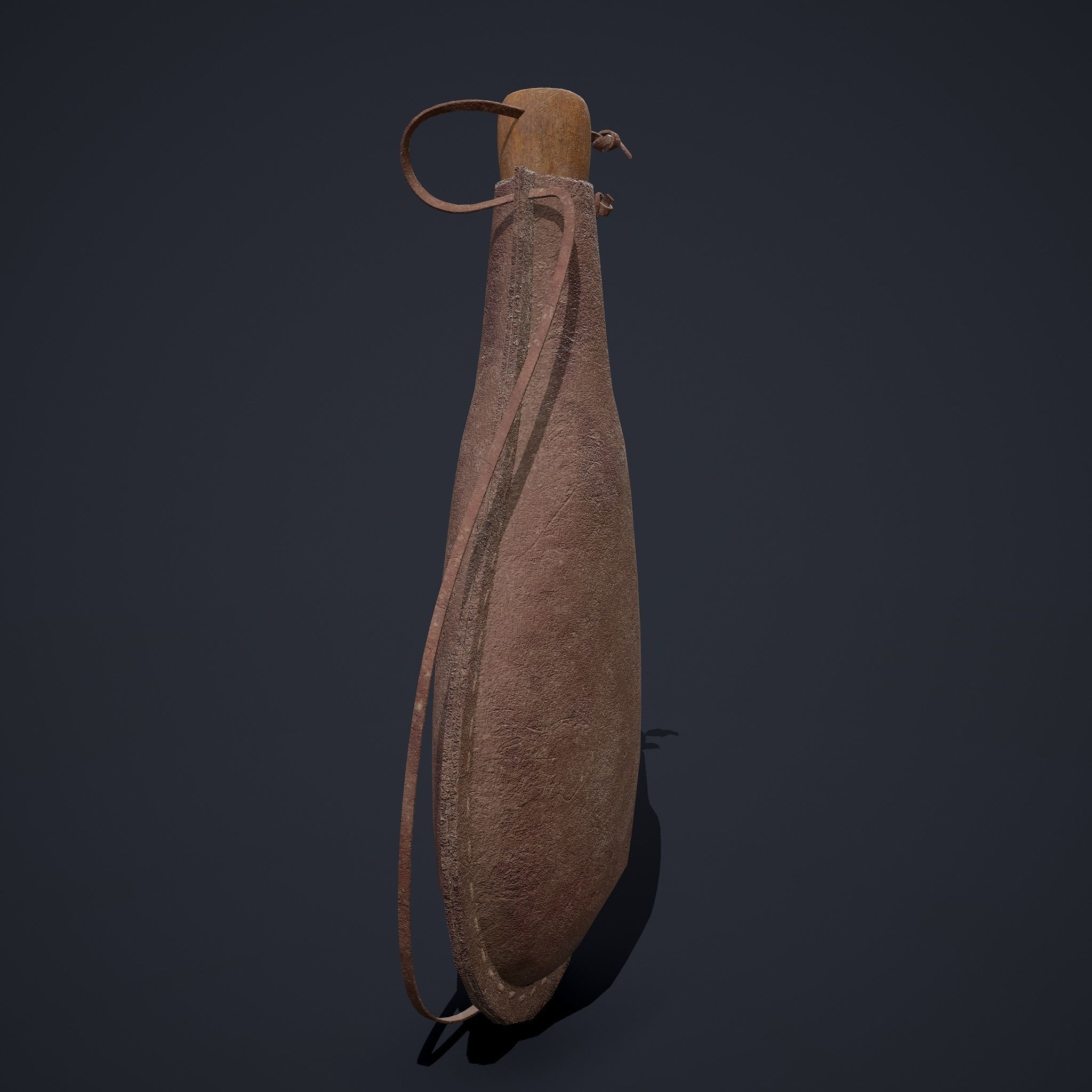 Medieval Leather Water Bottle Low-poly 3D model_4