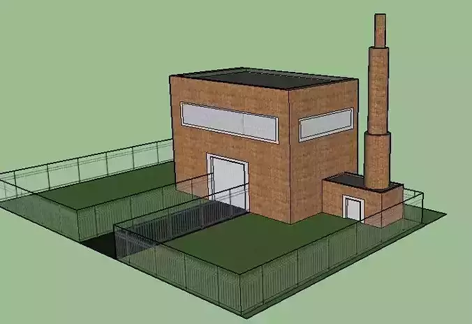 factory brick building with fence