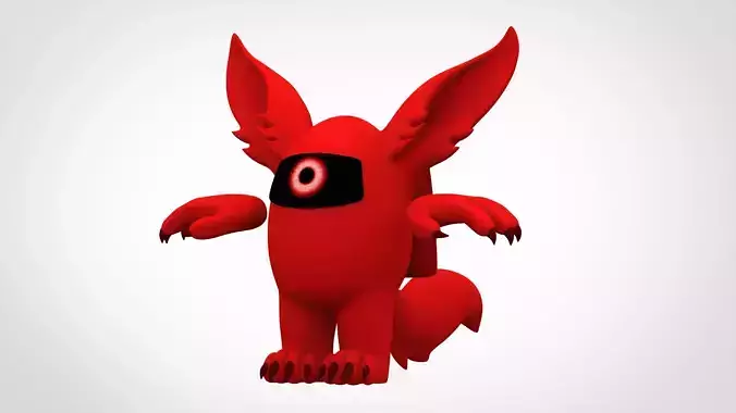 Among Us Red Werewolf Low-poly 3D model