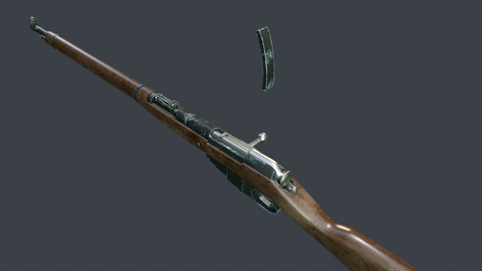 Mosin Nagant Rifle scratched Low-poly 3D model_9