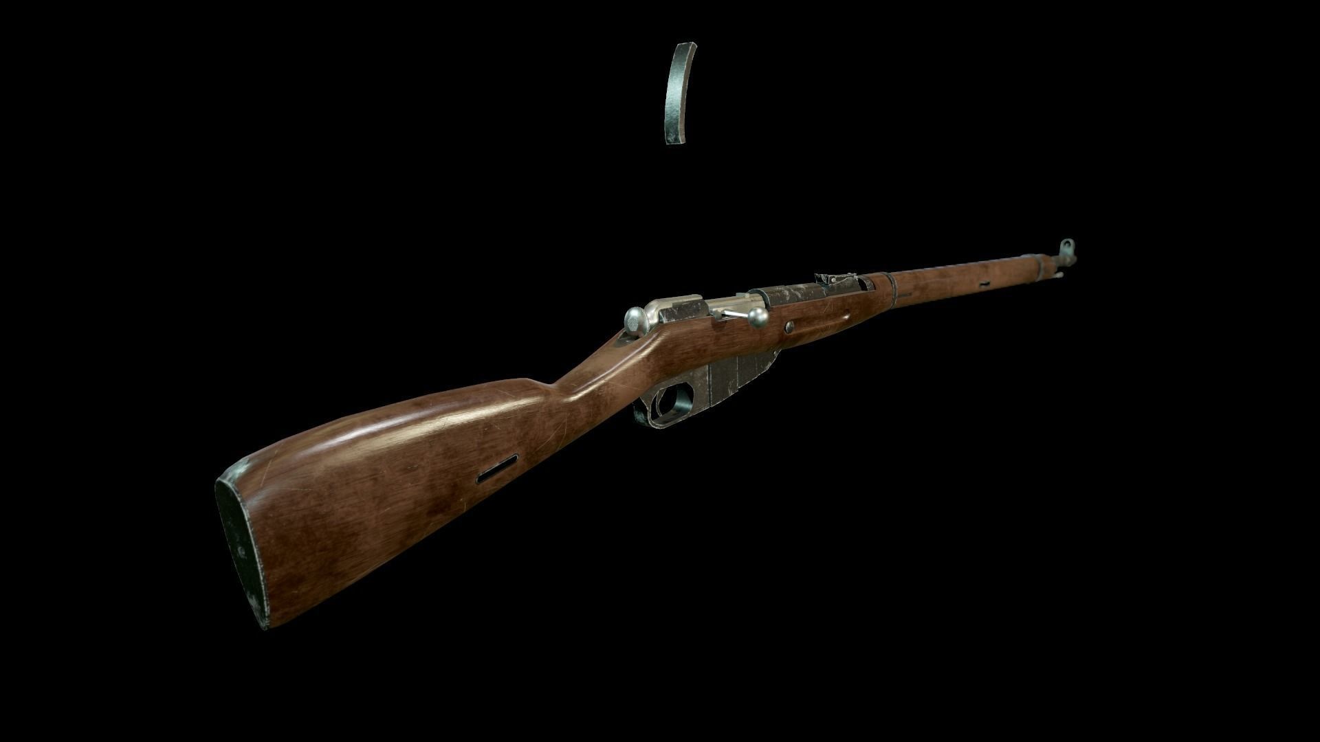 Mosin Nagant Rifle scratched Low-poly 3D model_8