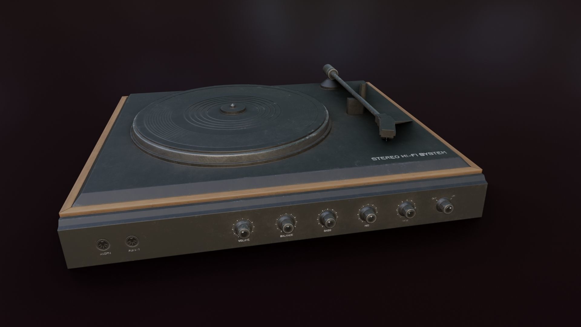 Moderately Dirty Record Player Low-poly 3D model_5