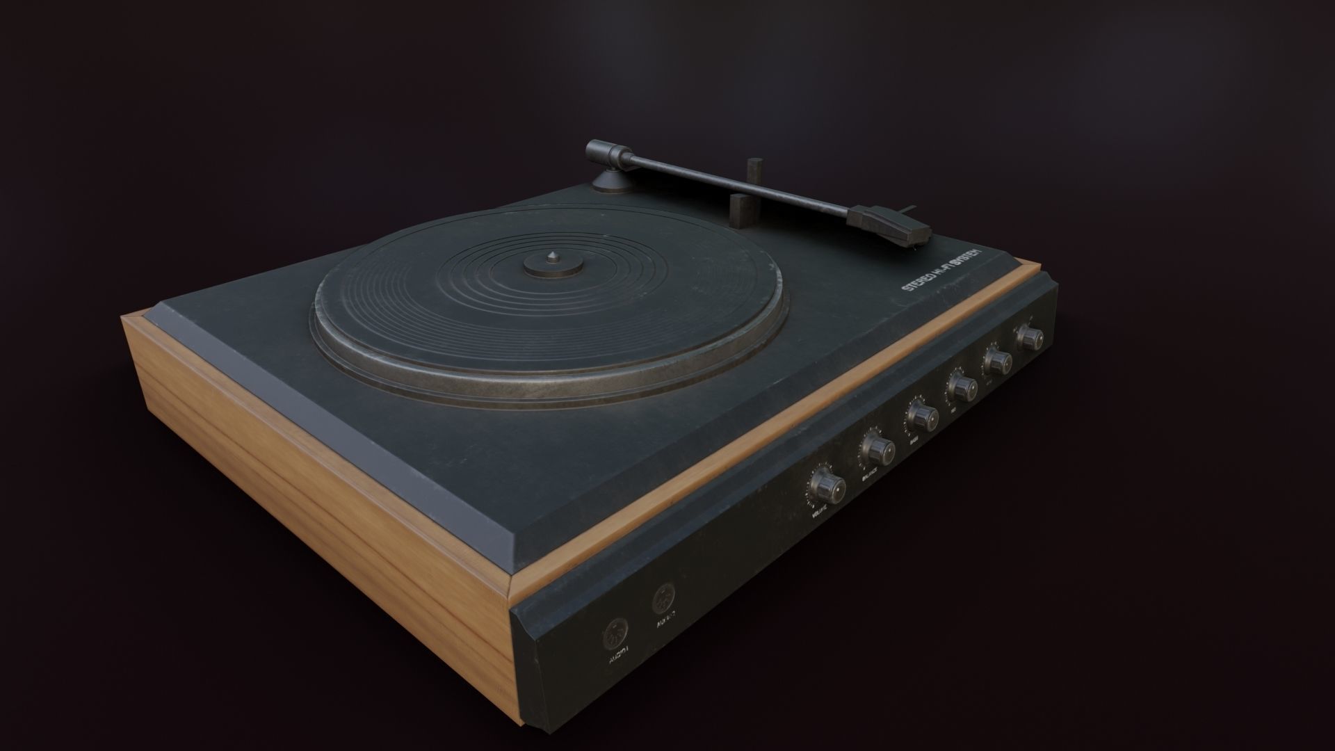 Moderately Dirty Record Player Low-poly 3D model_32