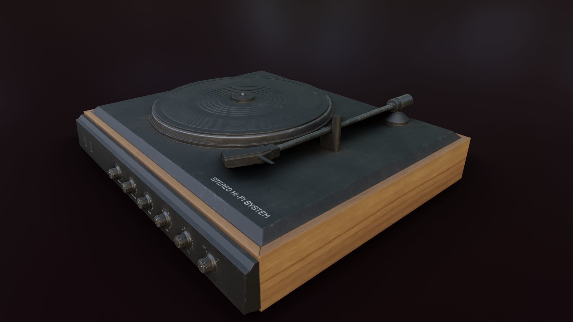 Moderately Dirty Record Player Low-poly 3D model_10