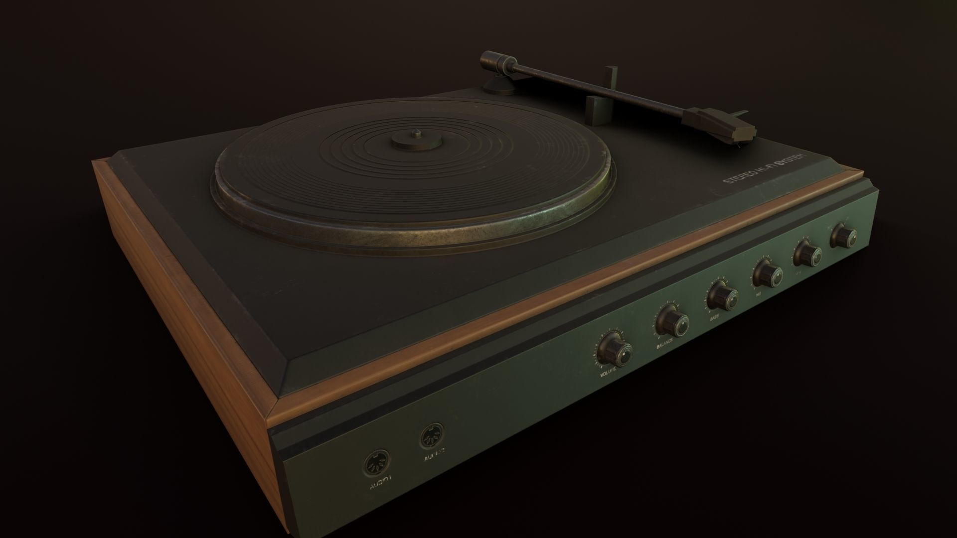 Moderately Dirty Record Player Low-poly 3D model_35