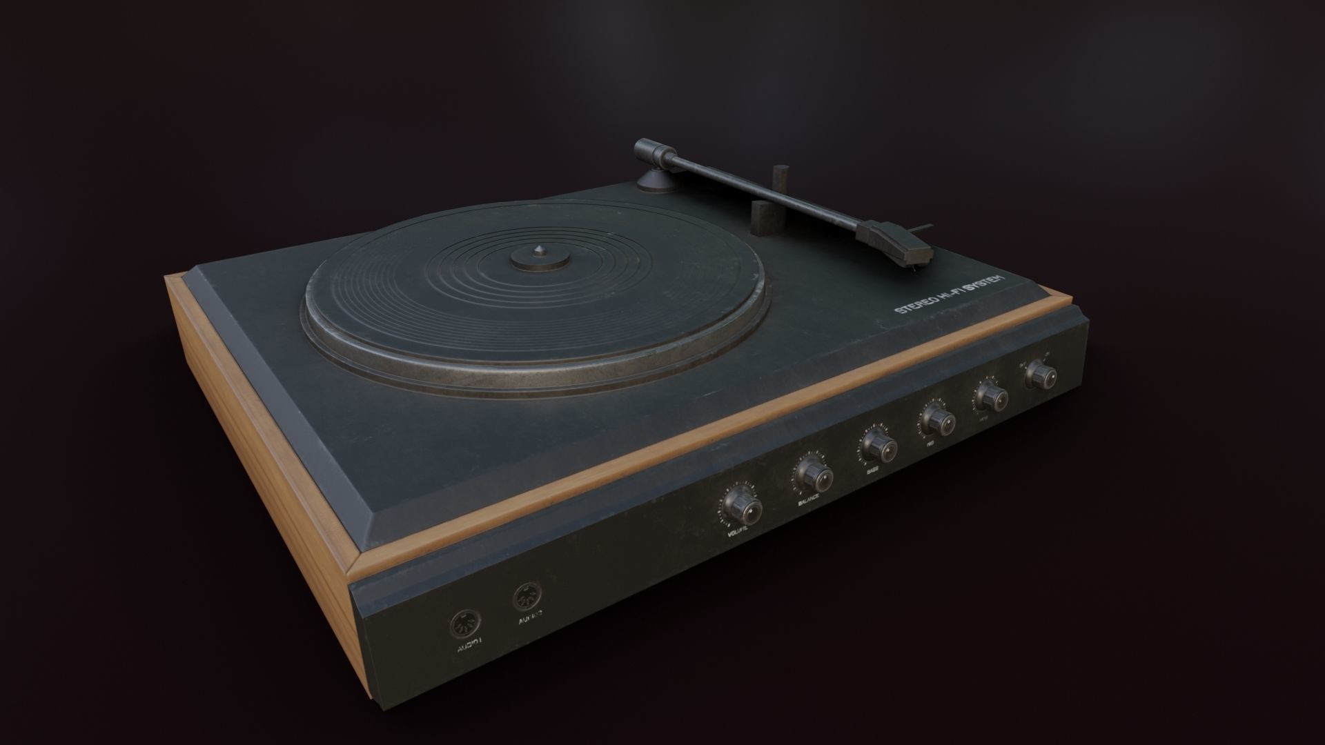 Moderately Dirty Record Player Low-poly 3D model_33