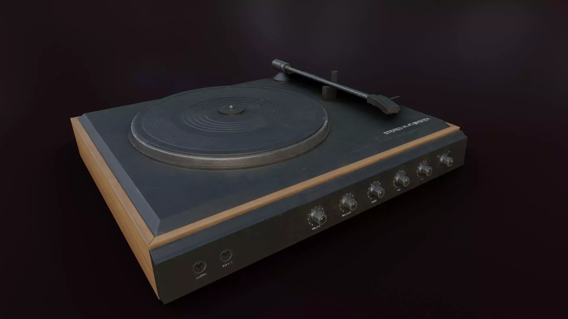 Moderately Dirty Record Player Low-poly 3D model_0
