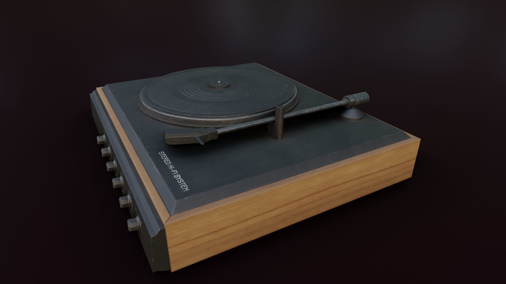 Moderately Dirty Record Player Low-poly 3D model_11