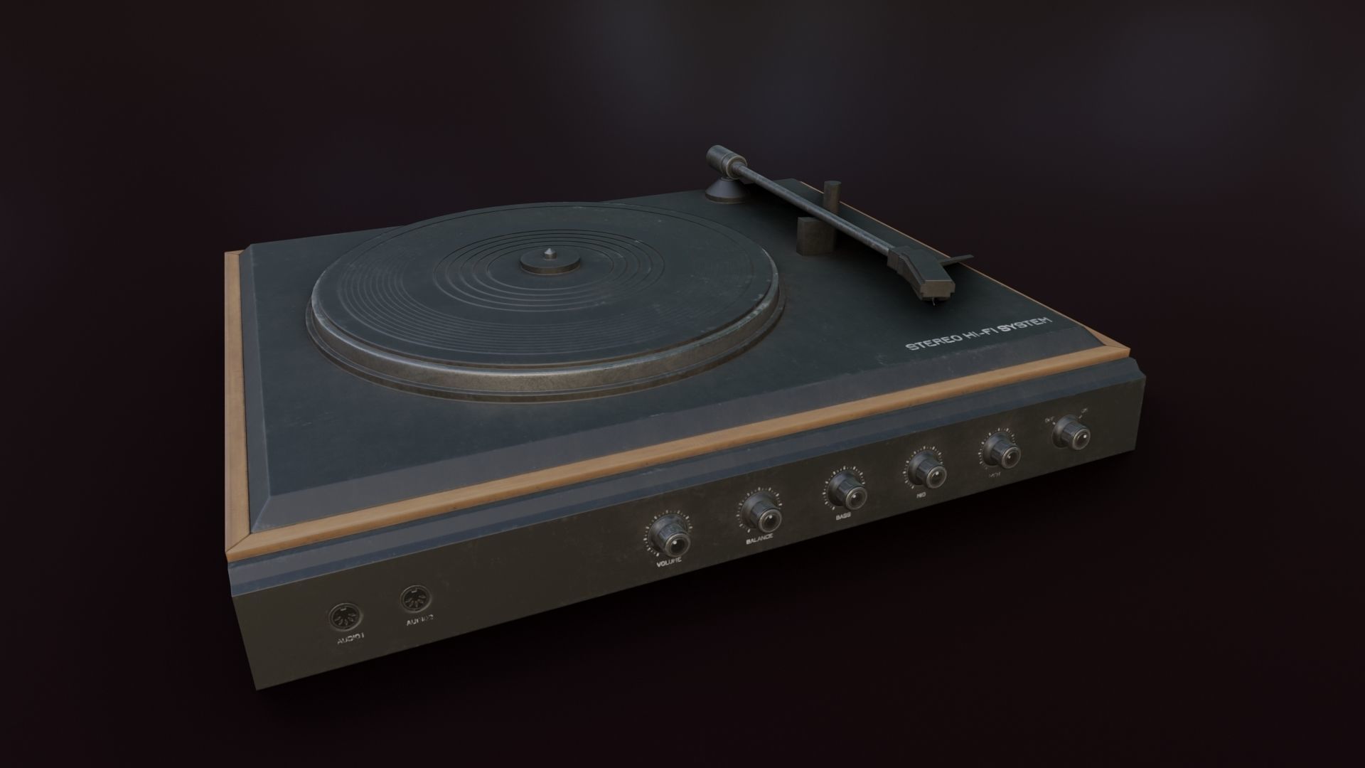 Moderately Dirty Record Player Low-poly 3D model_4