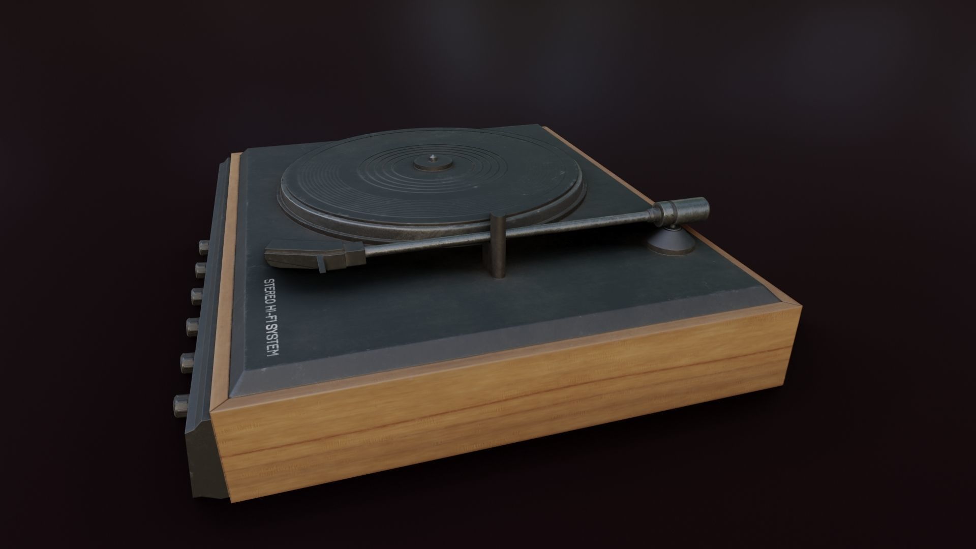 Moderately Dirty Record Player Low-poly 3D model_12