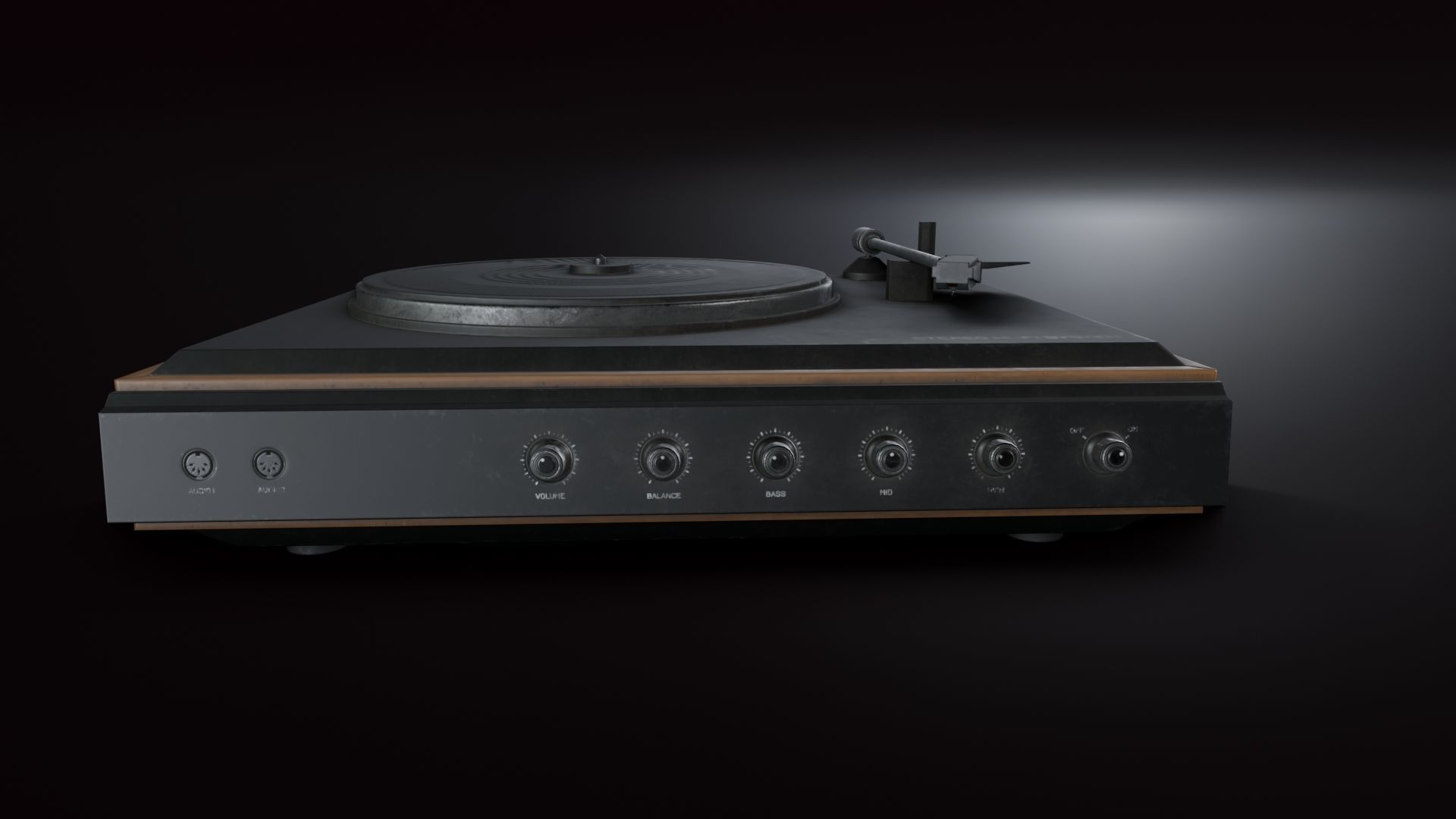 Moderately Dirty Record Player Low-poly 3D model_1