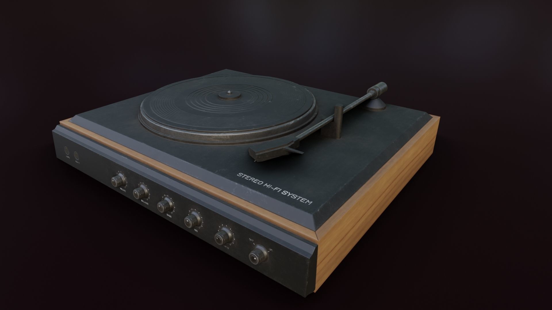 Moderately Dirty Record Player Low-poly 3D model_9