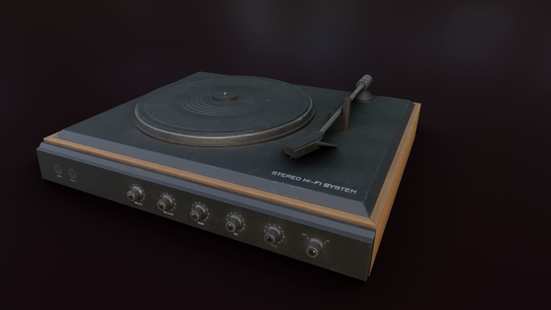 Moderately Dirty Record Player Low-poly 3D model_8