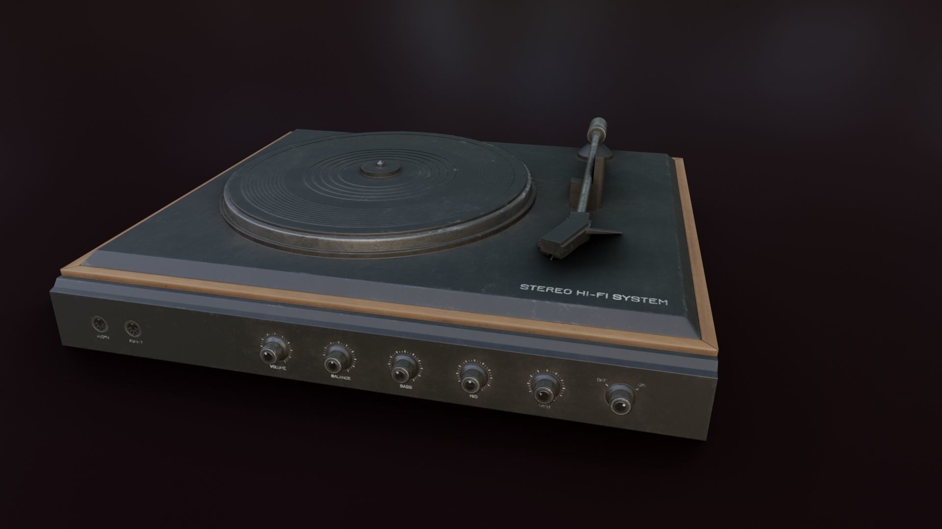 Moderately Dirty Record Player Low-poly 3D model_7