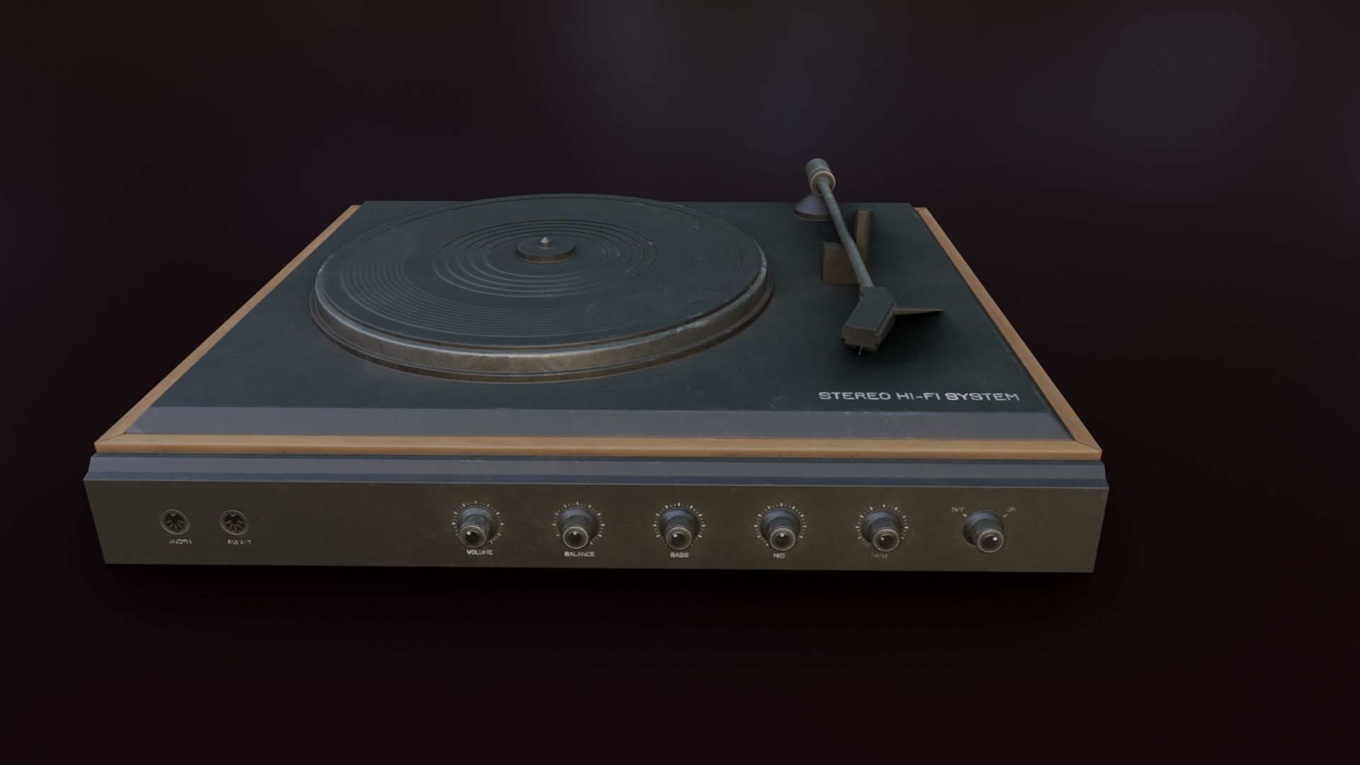 Moderately Dirty Record Player Low-poly 3D model_6