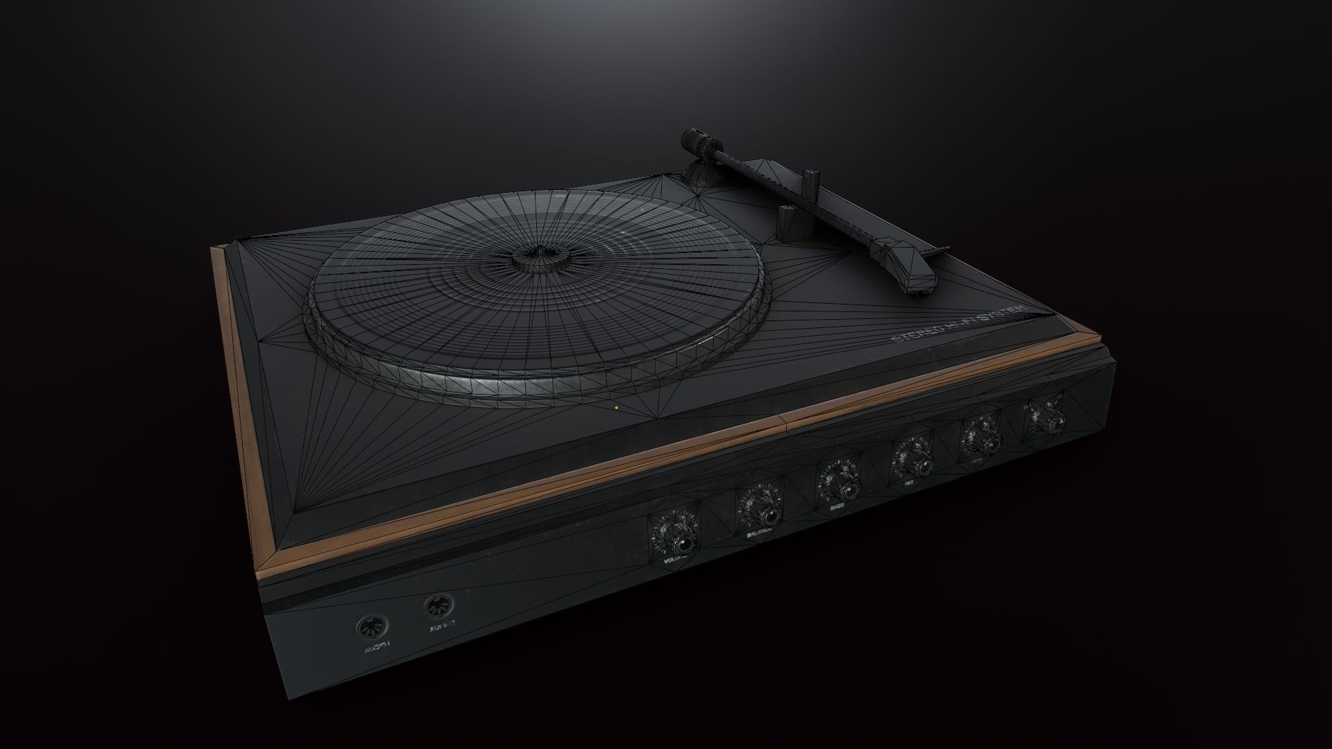 Moderately Dirty Record Player Low-poly 3D model_2