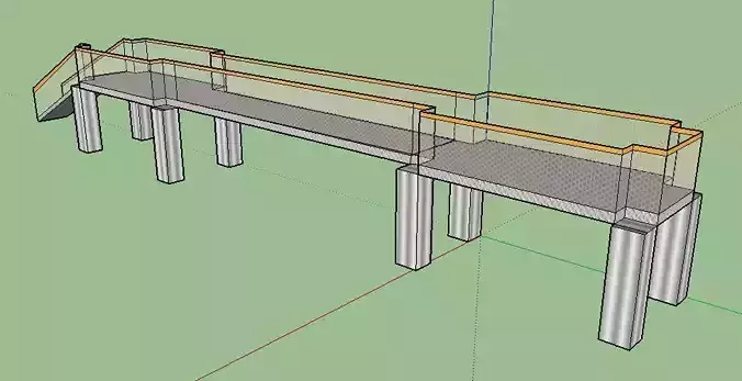 platform bridge with stairs and railings