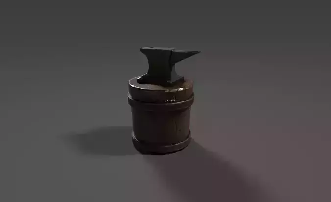 Stylized Anvil with Hammer Low-poly 3D model