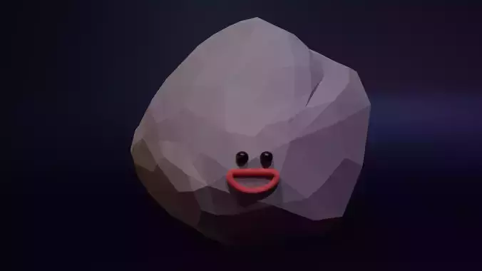 Happy Astroid - Funny Cartoon Style Lowpoly Low-poly 3D model