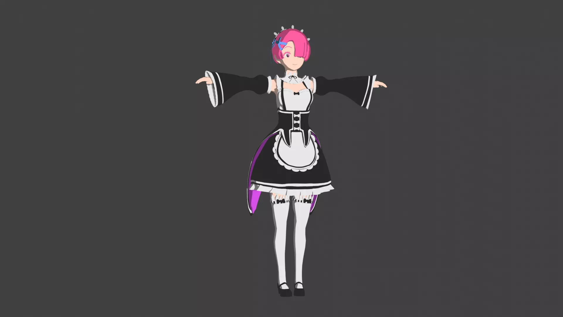 Rezero character Ram ready for game Free low-poly 3D model
