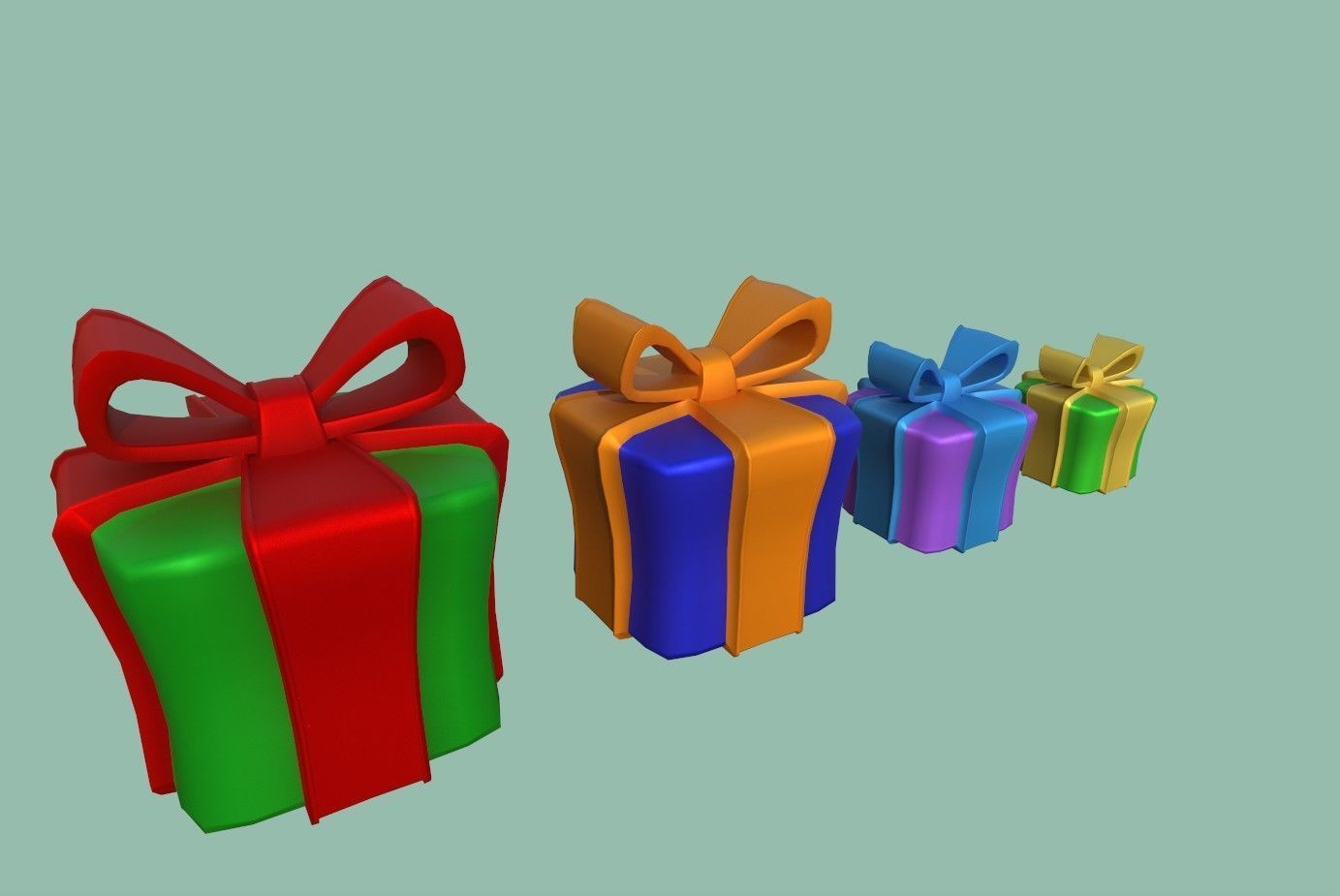 Gifts colorful gift boxes Low-poly 3D model_5