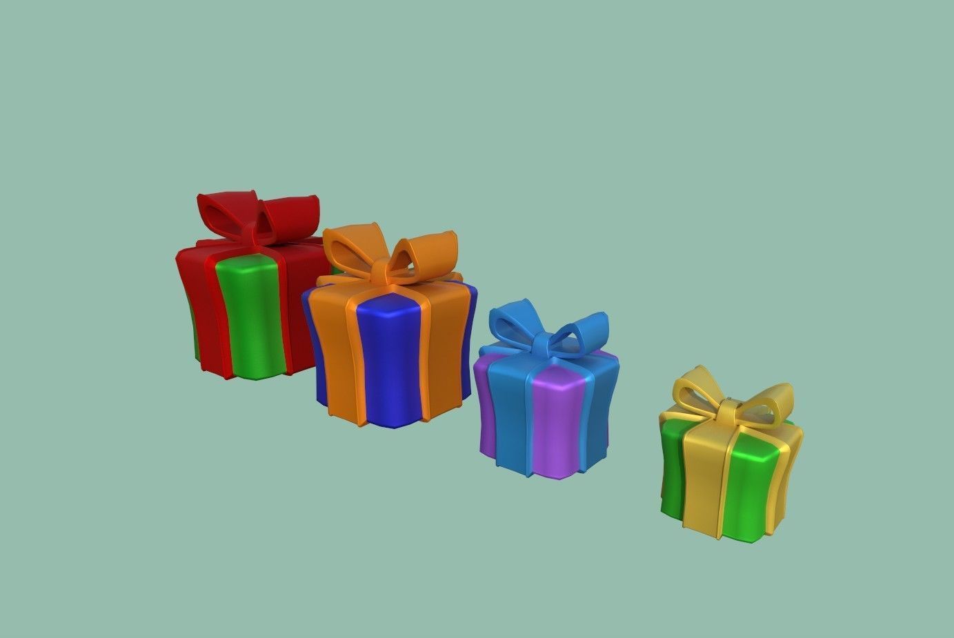 Gifts colorful gift boxes Low-poly 3D model_9