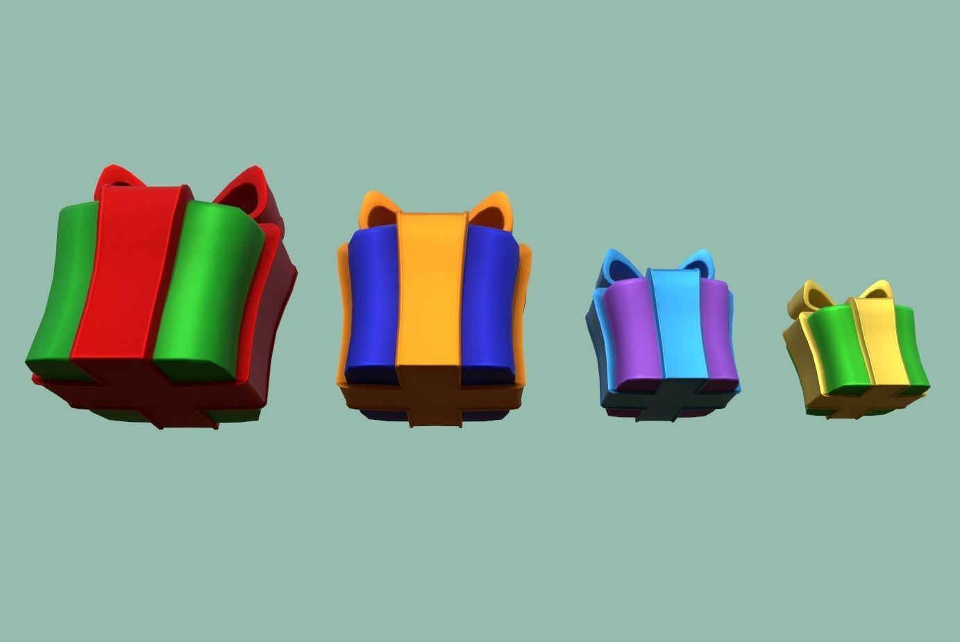 Gifts colorful gift boxes Low-poly 3D model_7