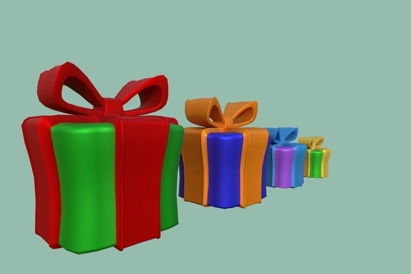 Gifts colorful gift boxes Low-poly 3D model_2