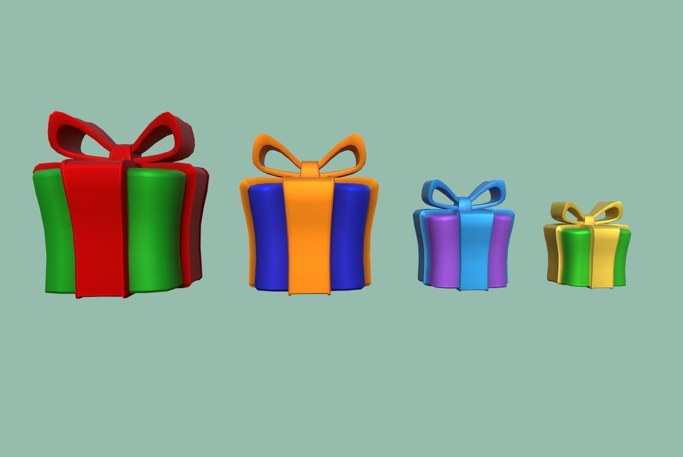 Gifts colorful gift boxes Low-poly 3D model_6