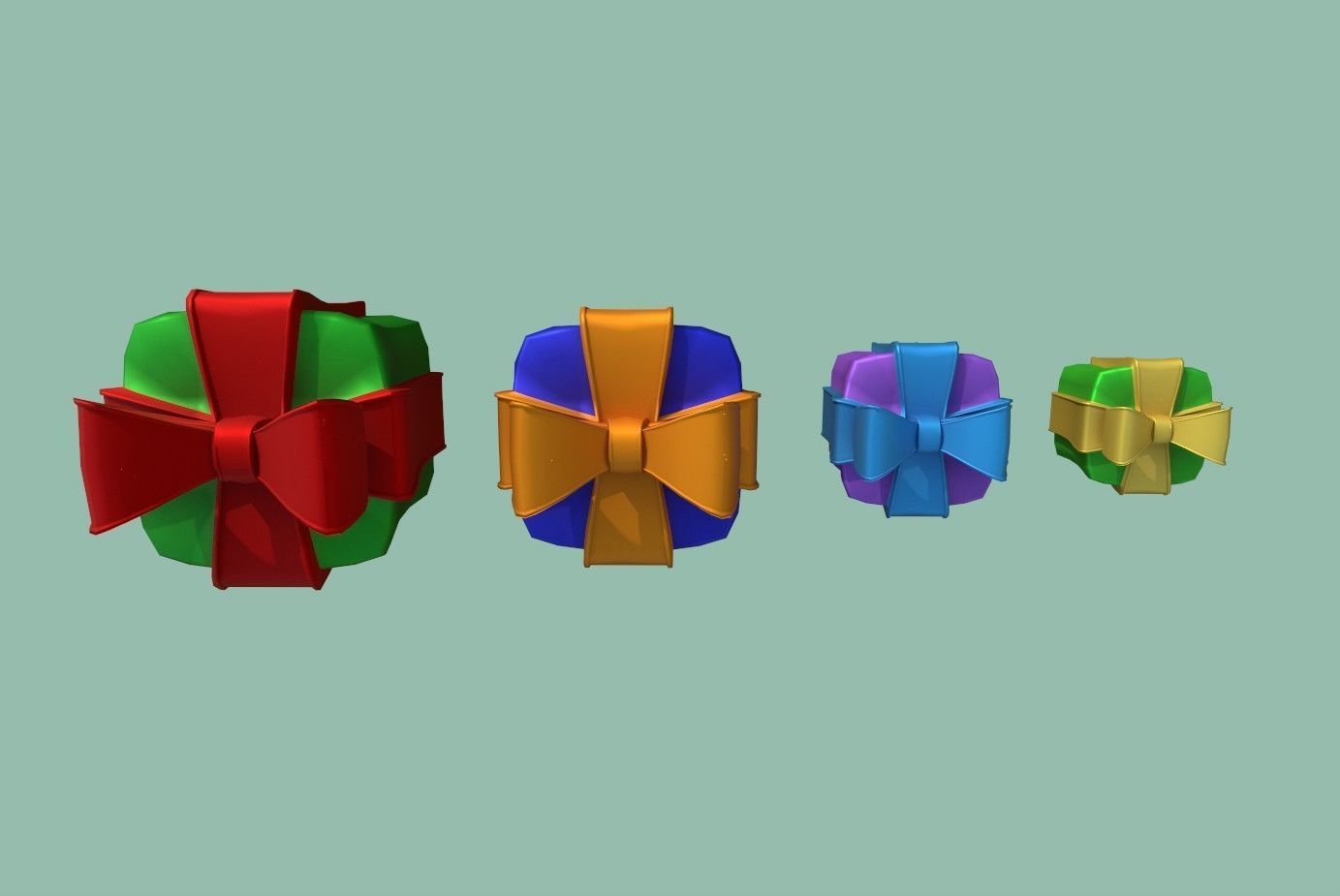 Gifts colorful gift boxes Low-poly 3D model_8