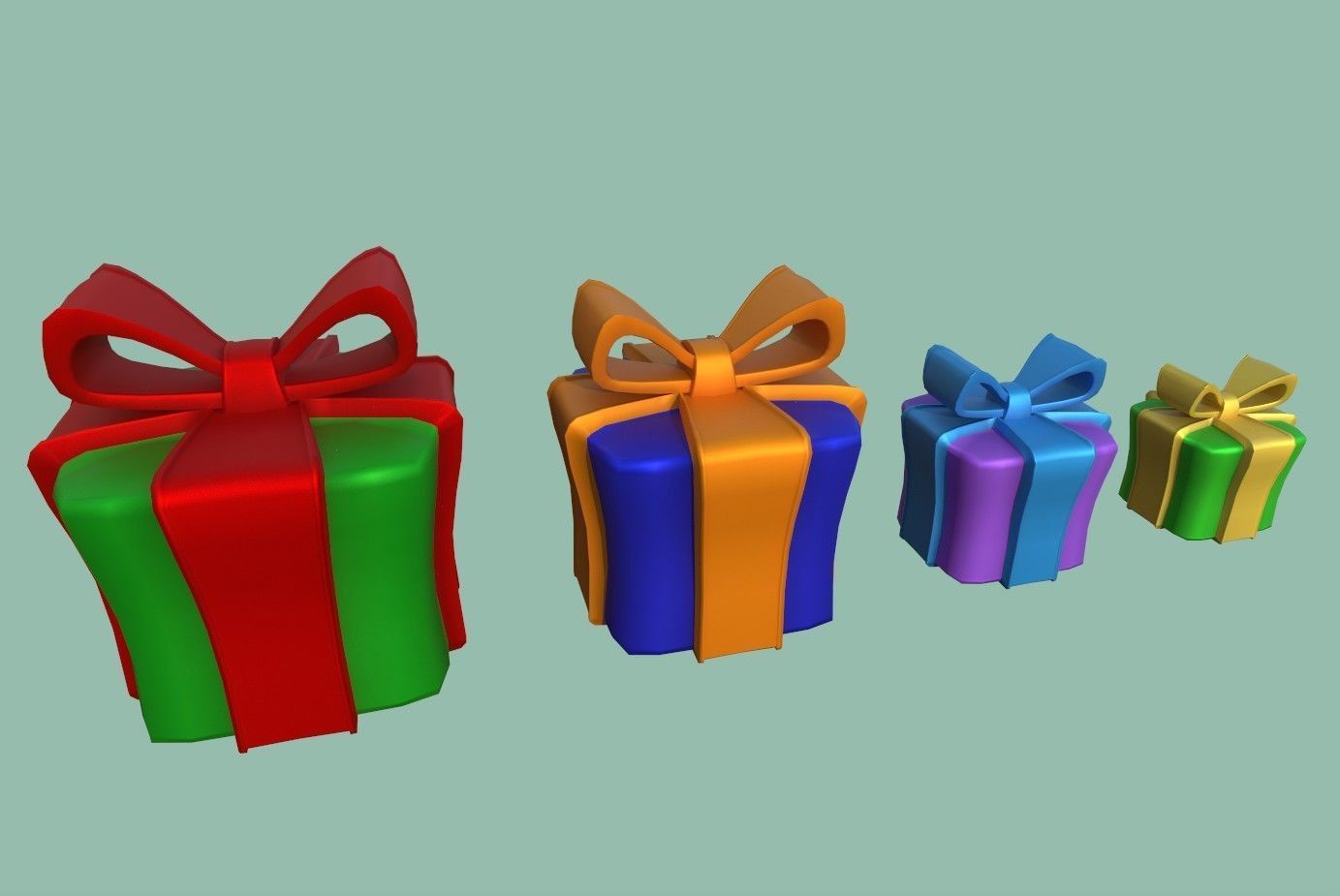 Gifts colorful gift boxes Low-poly 3D model_13