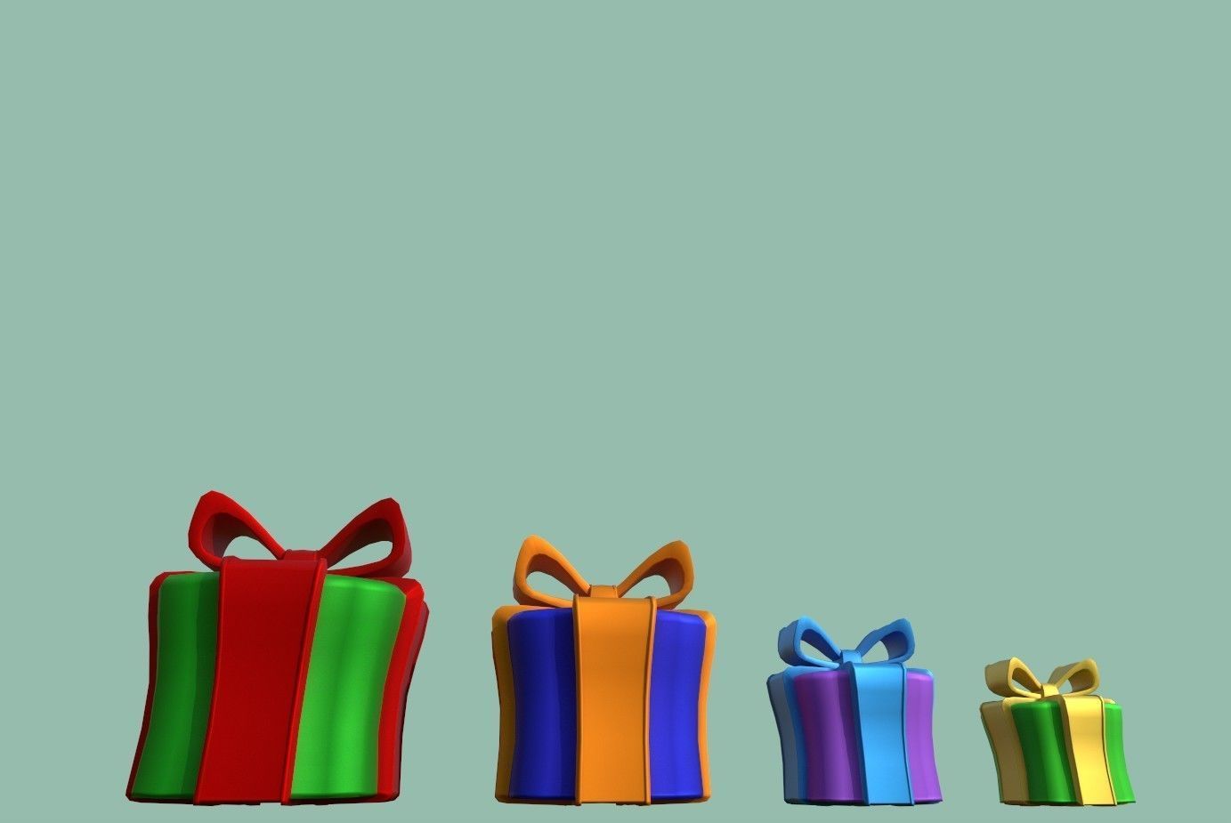 Gifts colorful gift boxes Low-poly 3D model_14