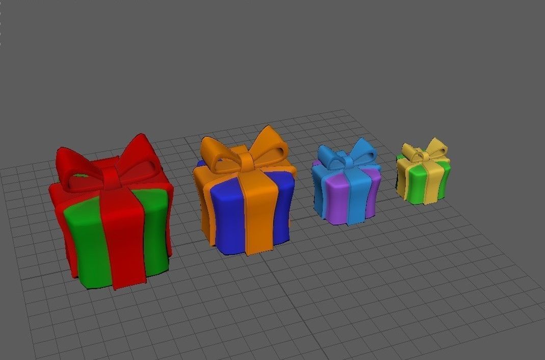 Gifts colorful gift boxes Low-poly 3D model_3