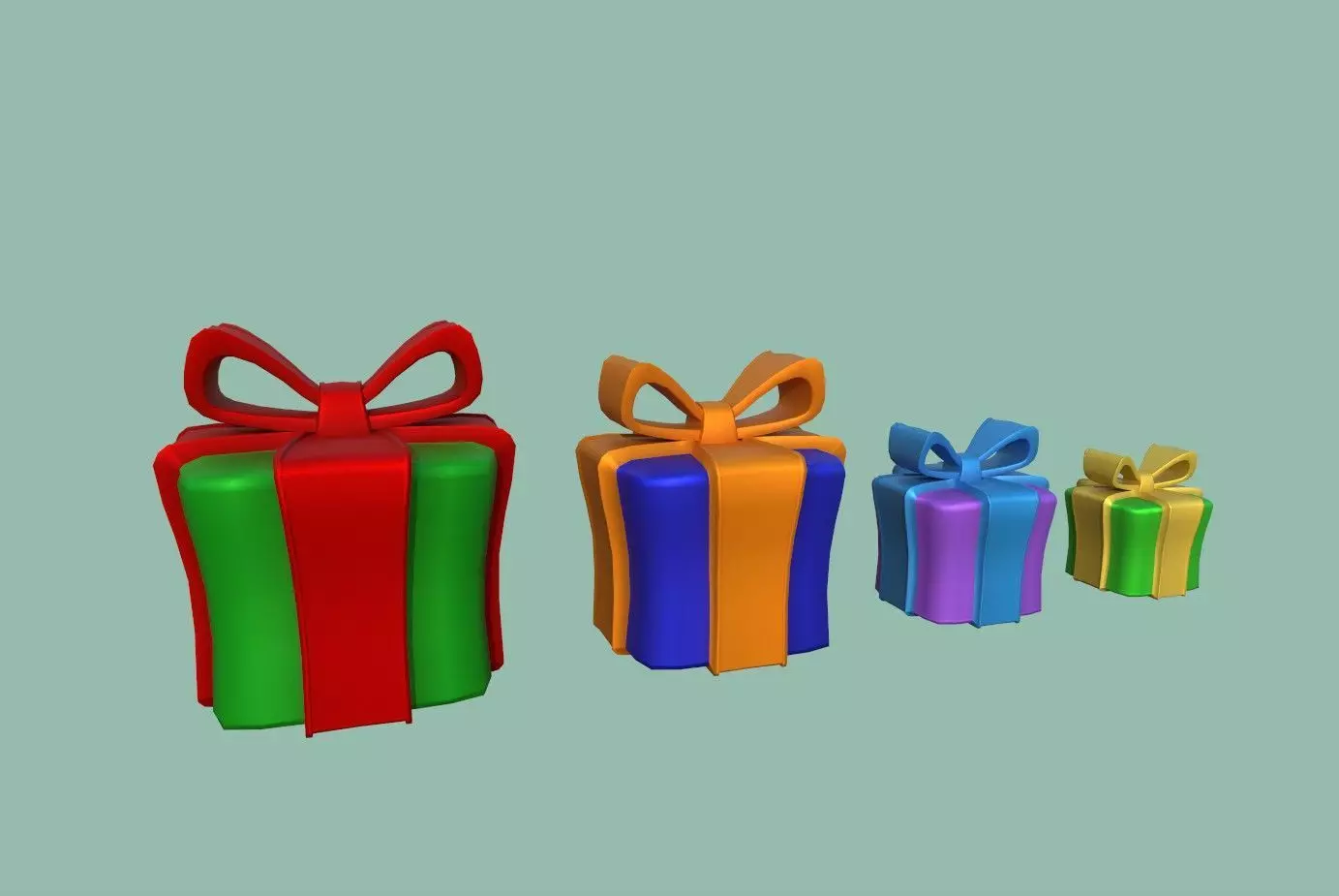 Gifts colorful gift boxes Low-poly 3D model_0