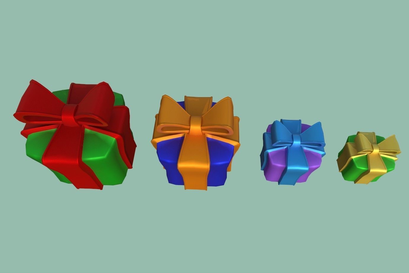 Gifts colorful gift boxes Low-poly 3D model_12