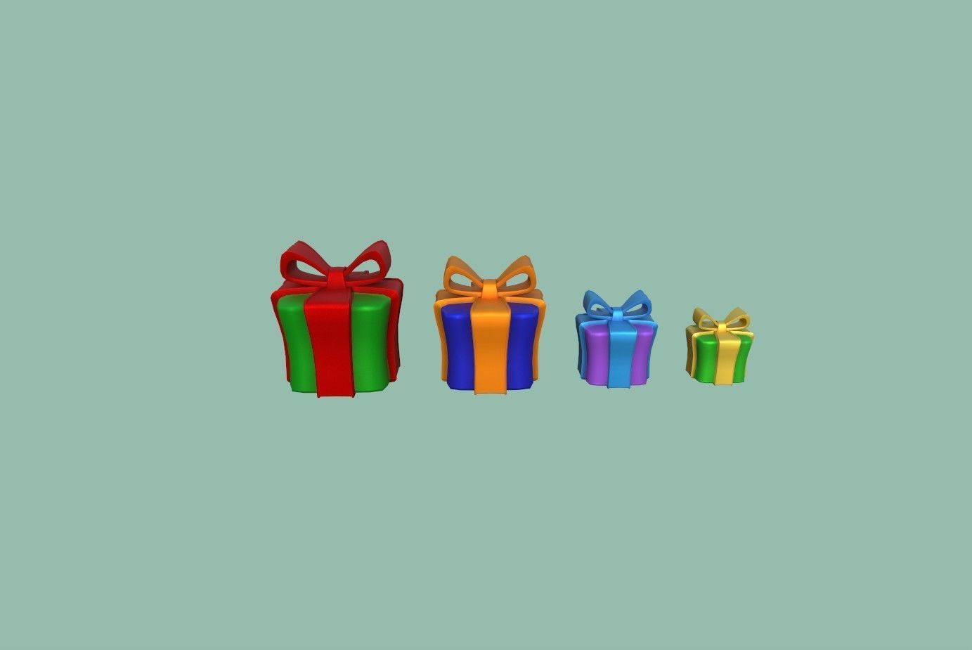 Gifts colorful gift boxes Low-poly 3D model_15