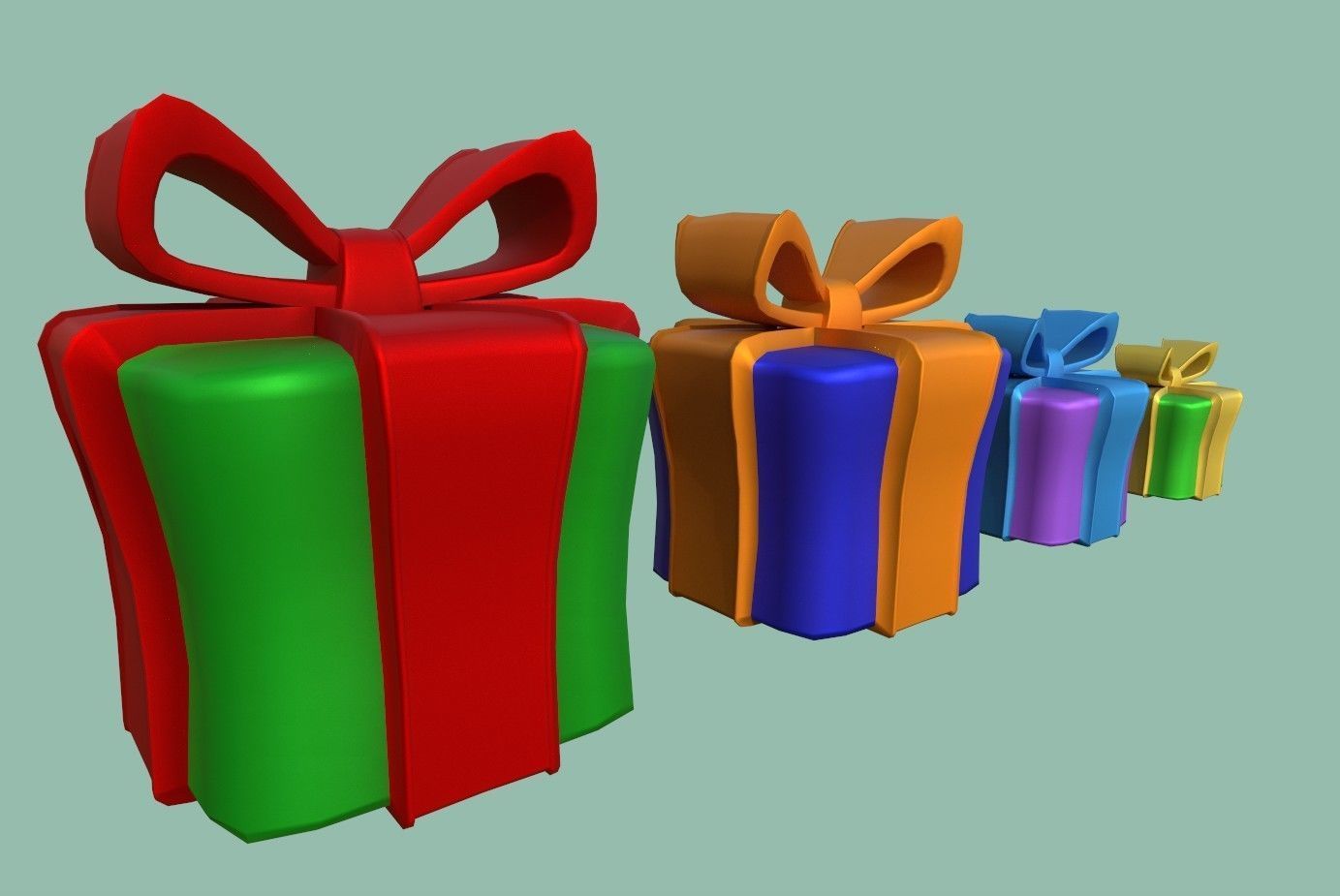 Gifts colorful gift boxes Low-poly 3D model_11