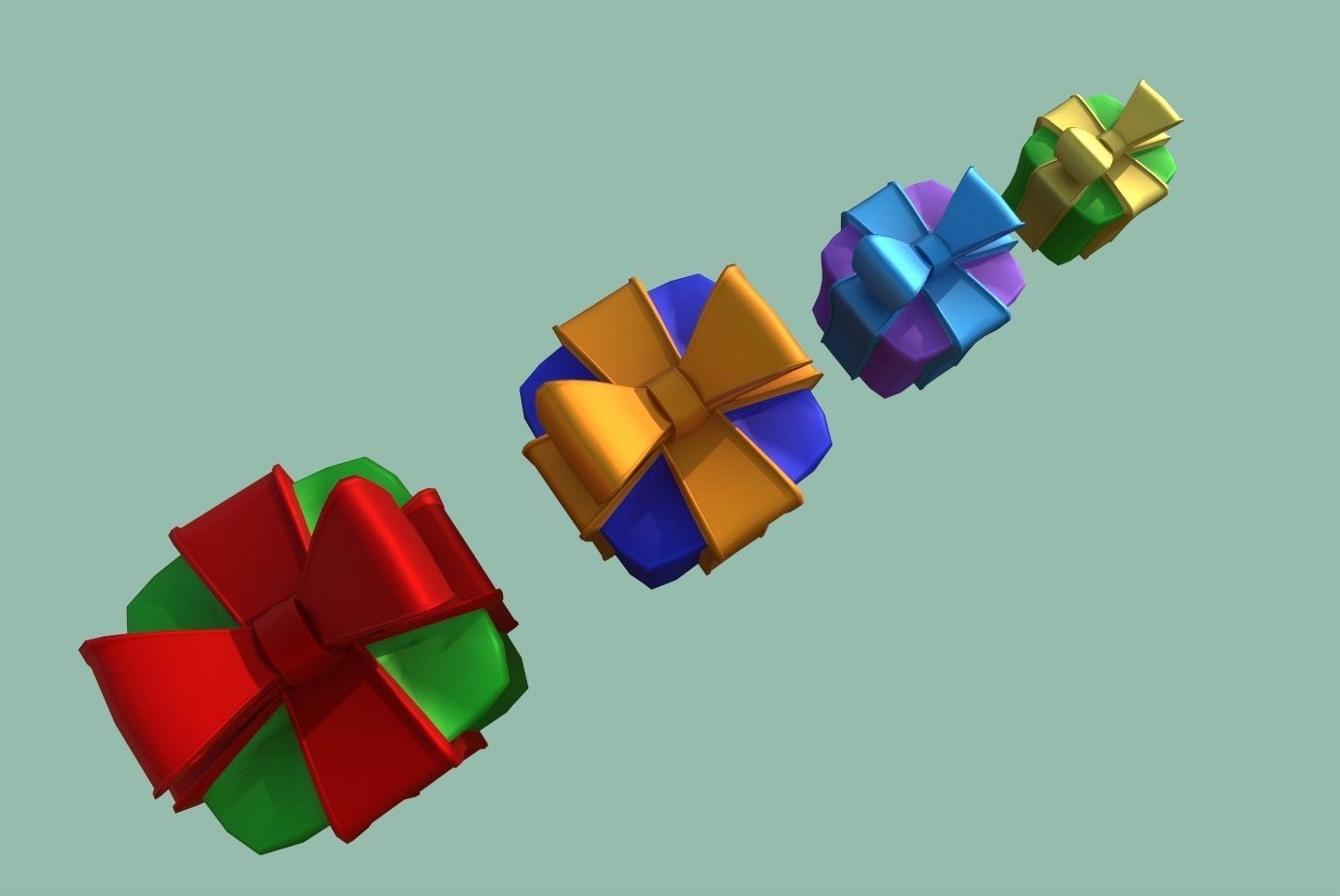 Gifts colorful gift boxes Low-poly 3D model_4