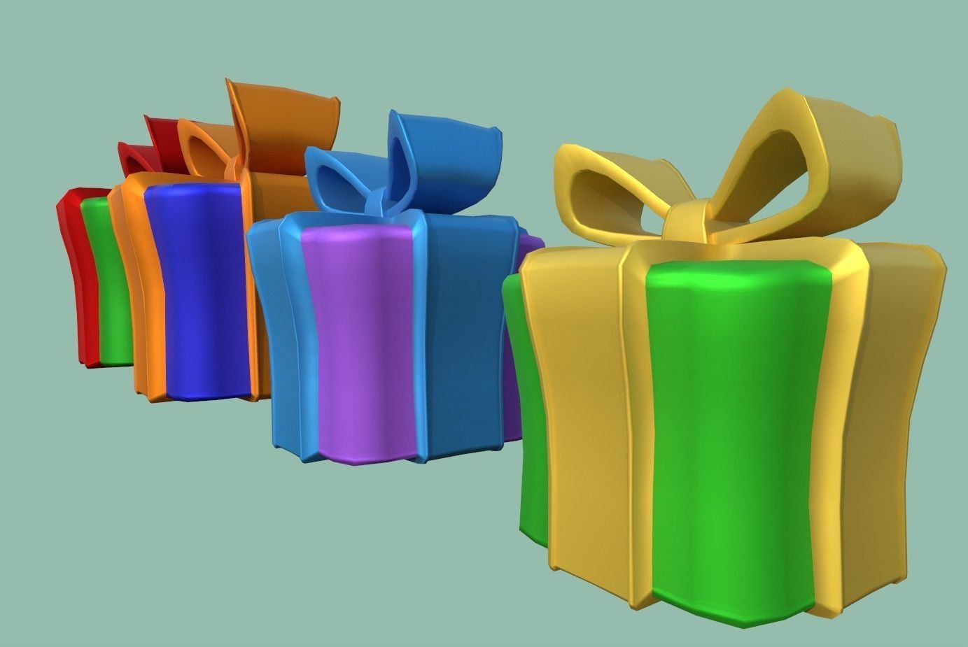 Gifts colorful gift boxes Low-poly 3D model_10
