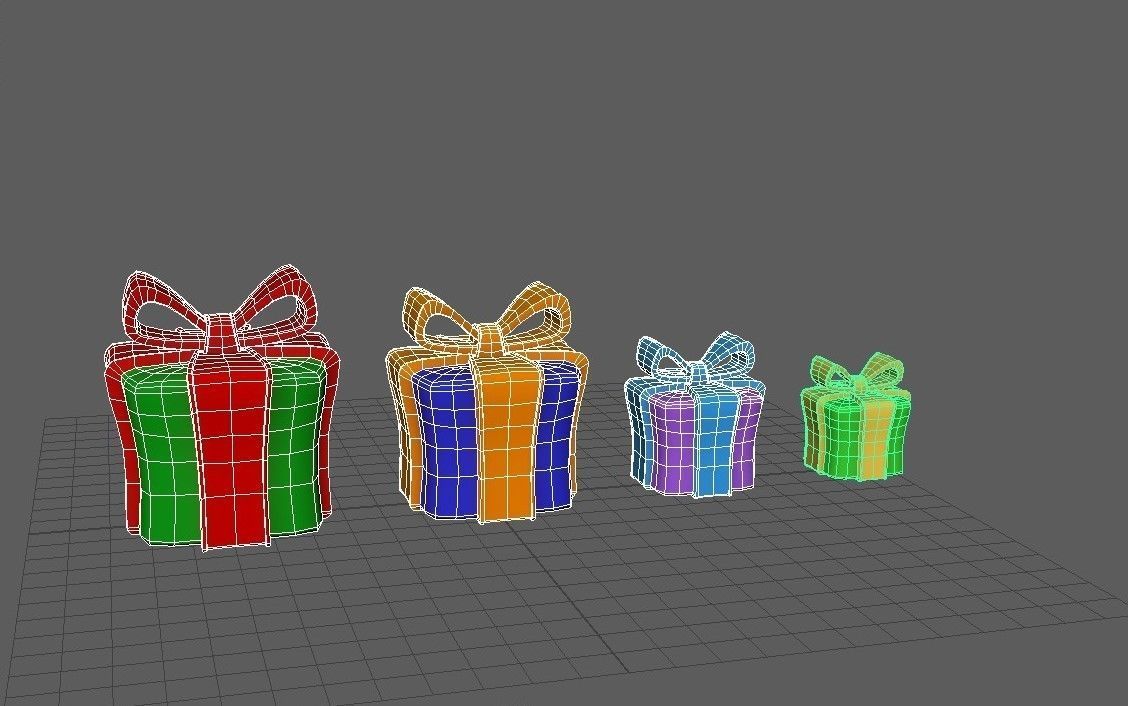Gifts colorful gift boxes Low-poly 3D model_1