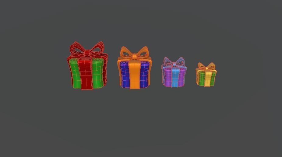 Gifts colorful gift boxes Low-poly 3D model_17
