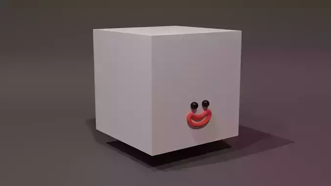 Happy Default Cube - Funny Cartoon Style Lowpoly