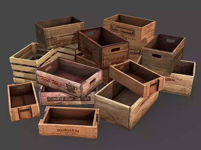 Old Wooden Crates Pack 3D Model Collection
