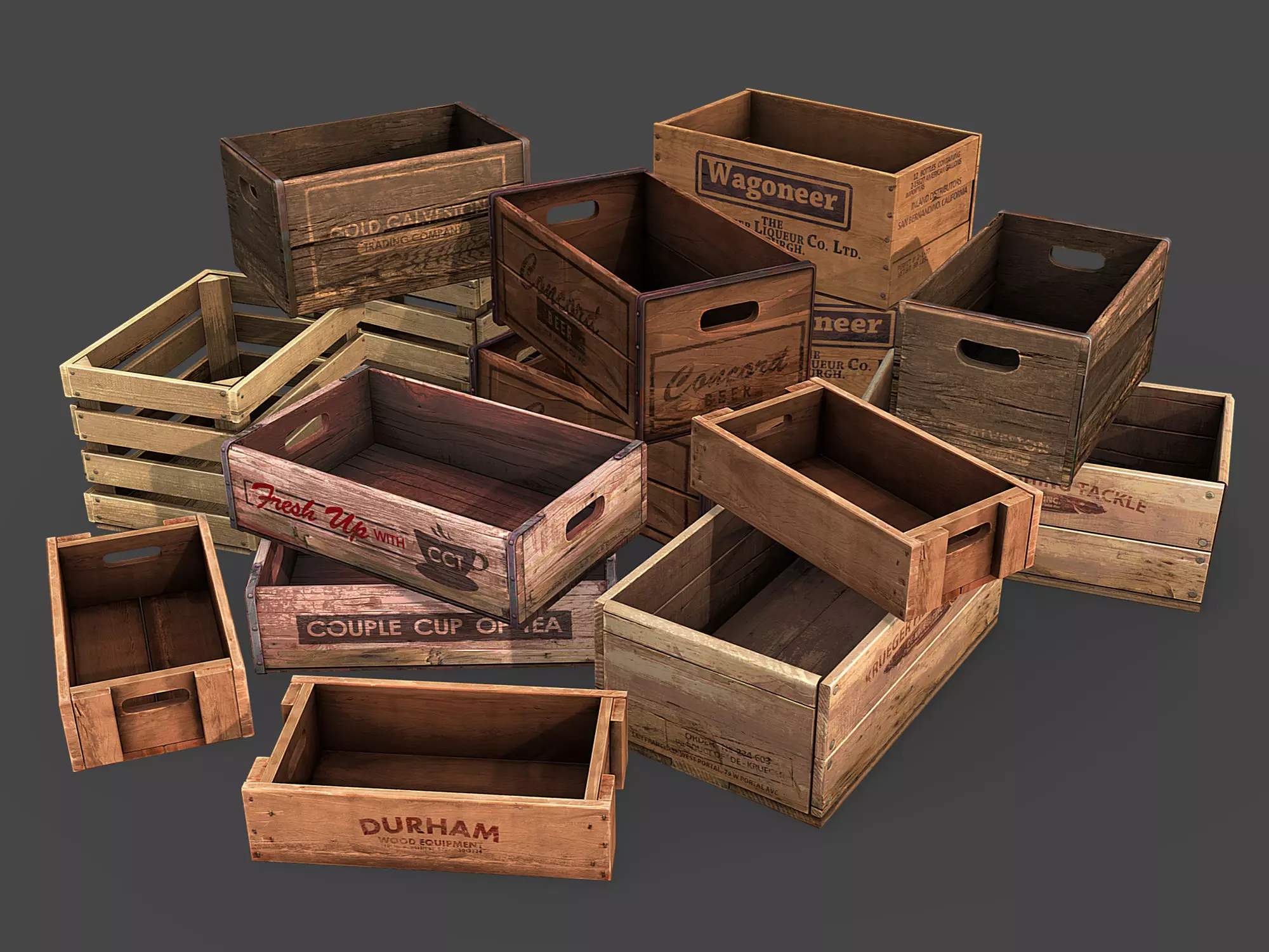 Old Wooden Crates Pack 3D Model Collection_0