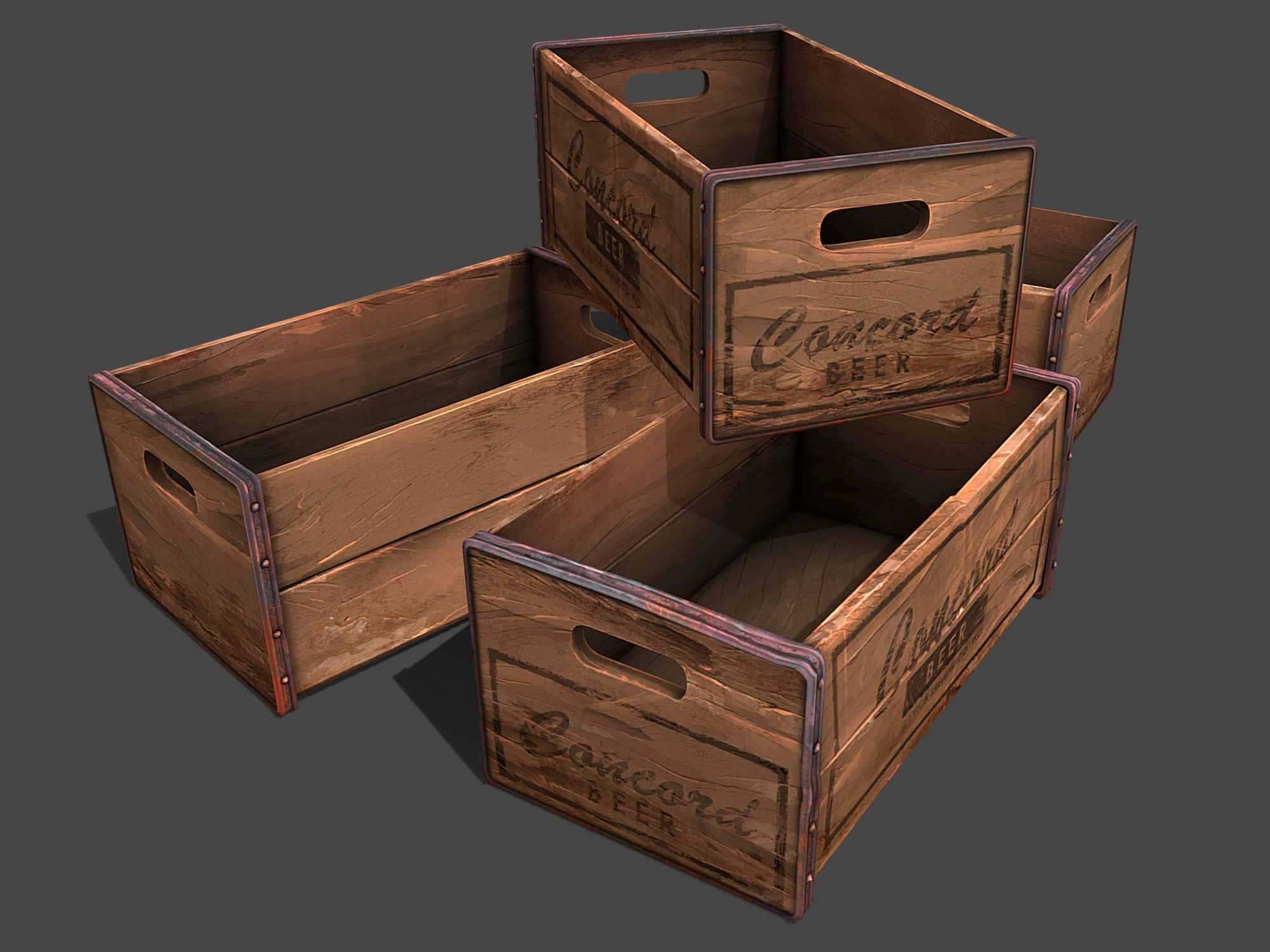 Old Wooden Crates Pack 3D Model Collection_8