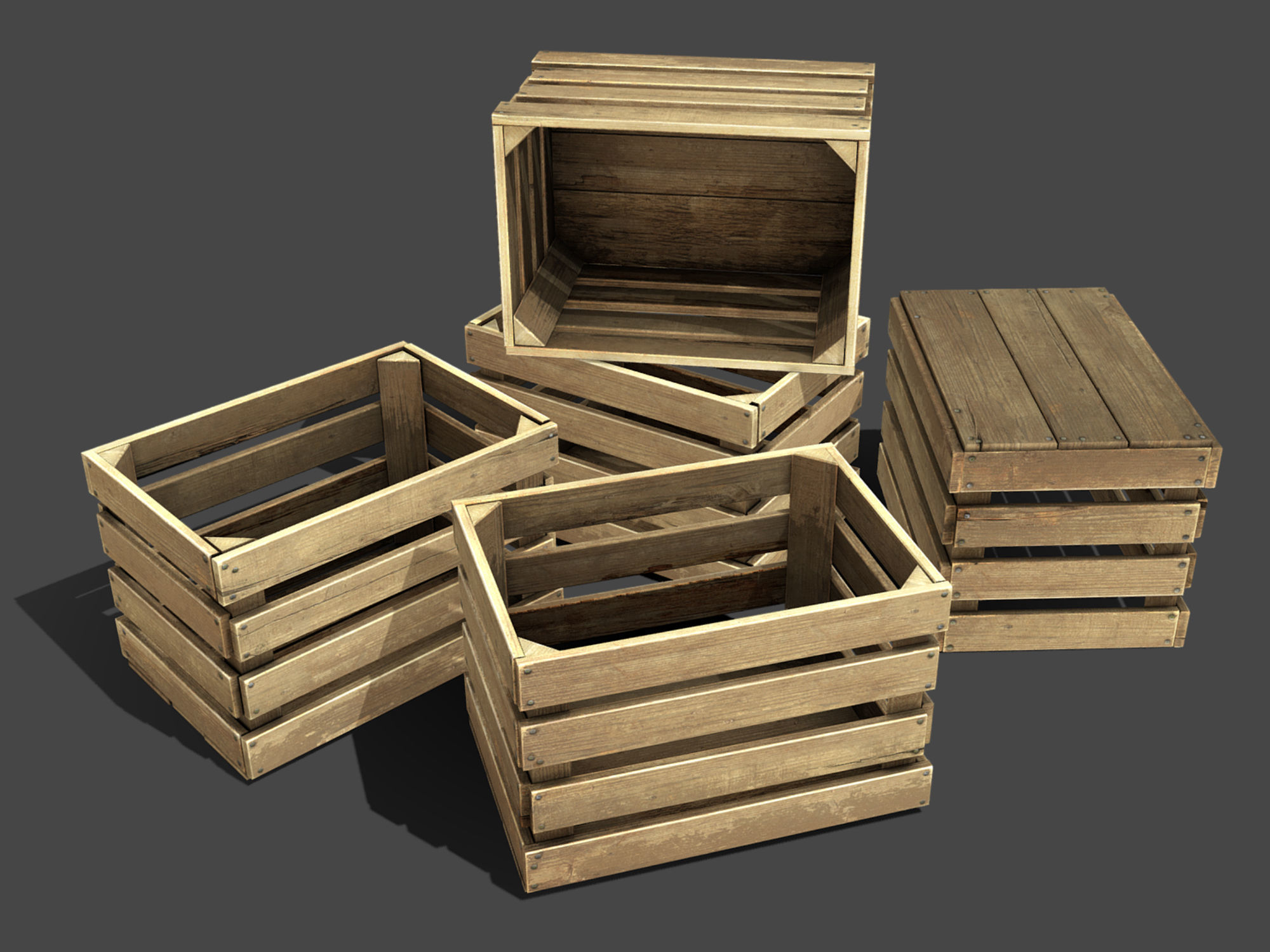 Old Wooden Crates Pack 3D Model Collection_24