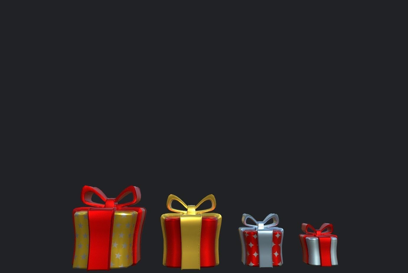 Gifts christmas gift boxes Low-poly 3D model_12