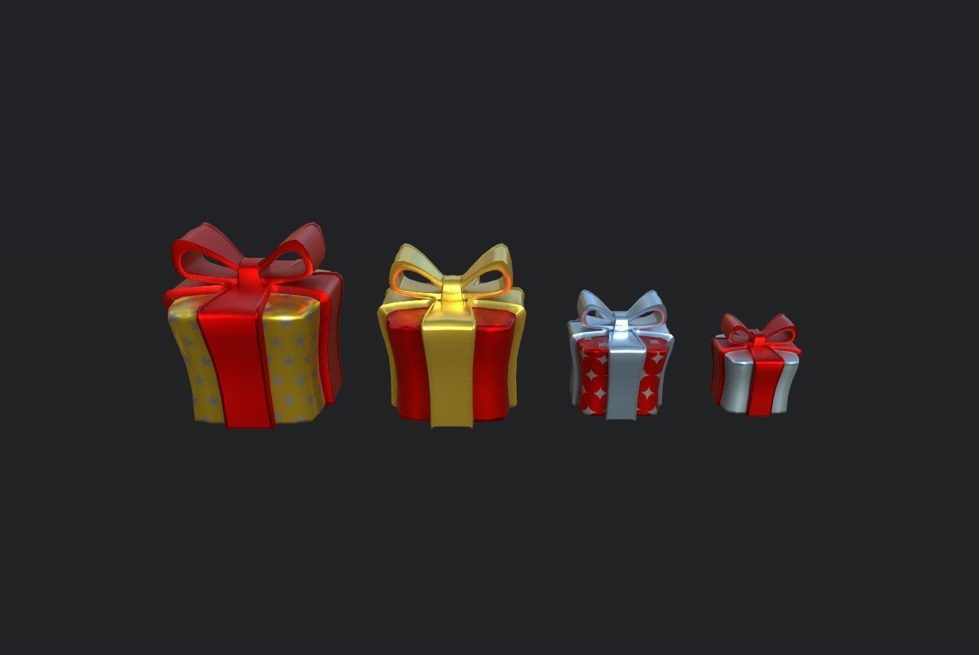 Gifts christmas gift boxes Low-poly 3D model_11